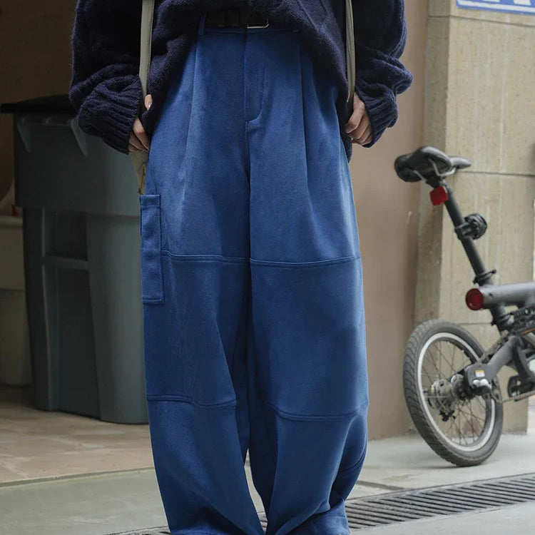 [LANMREM] Streetwear High Waist Wide Leg Pants For Women Big Pockets Design Trousers Female Fashion Trousers Spring New