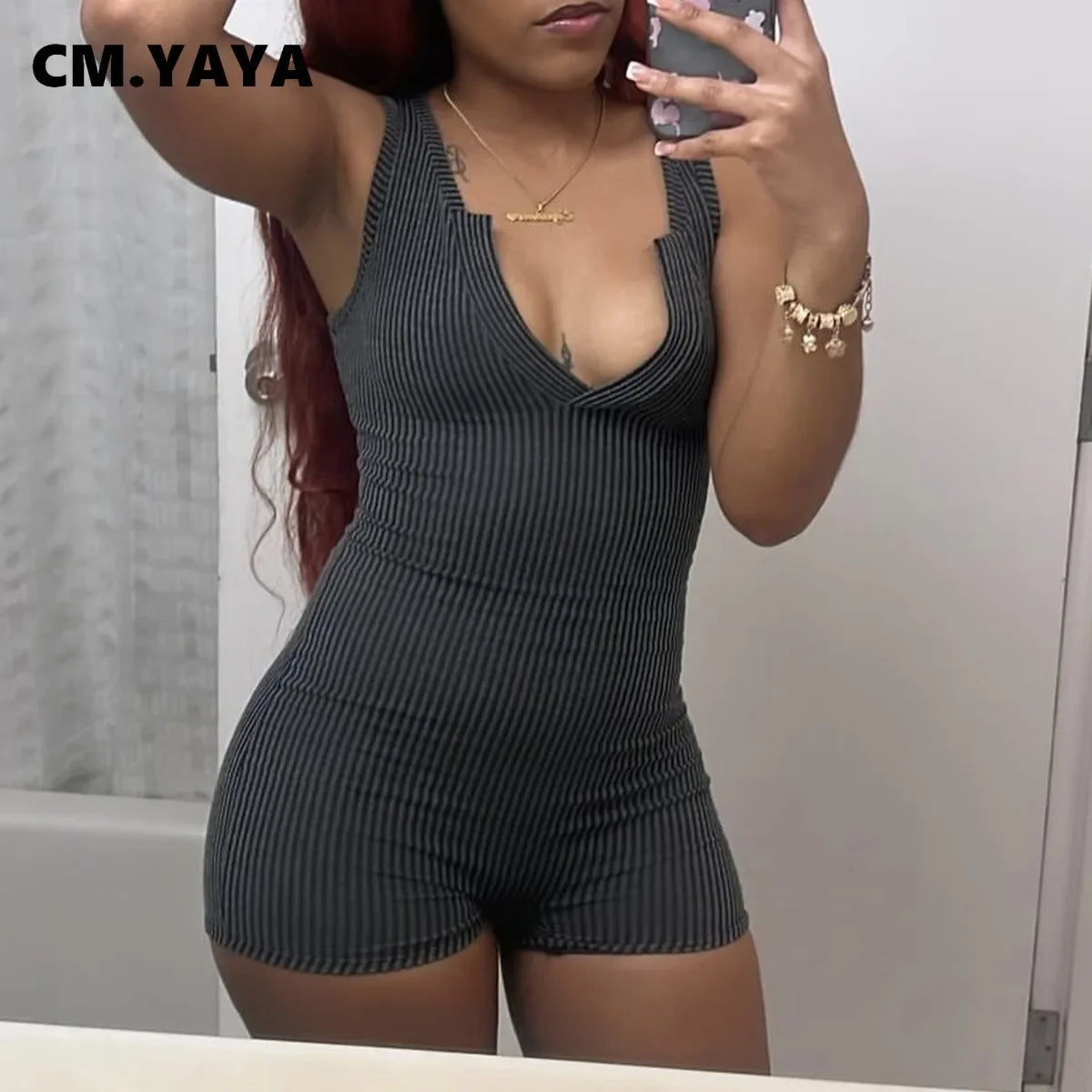 Women Knitted Sleeveless V-neck Short Jumpsuits Street 2024 Summer Washed Casual Sexy One Piece Suit Romper Playsuits