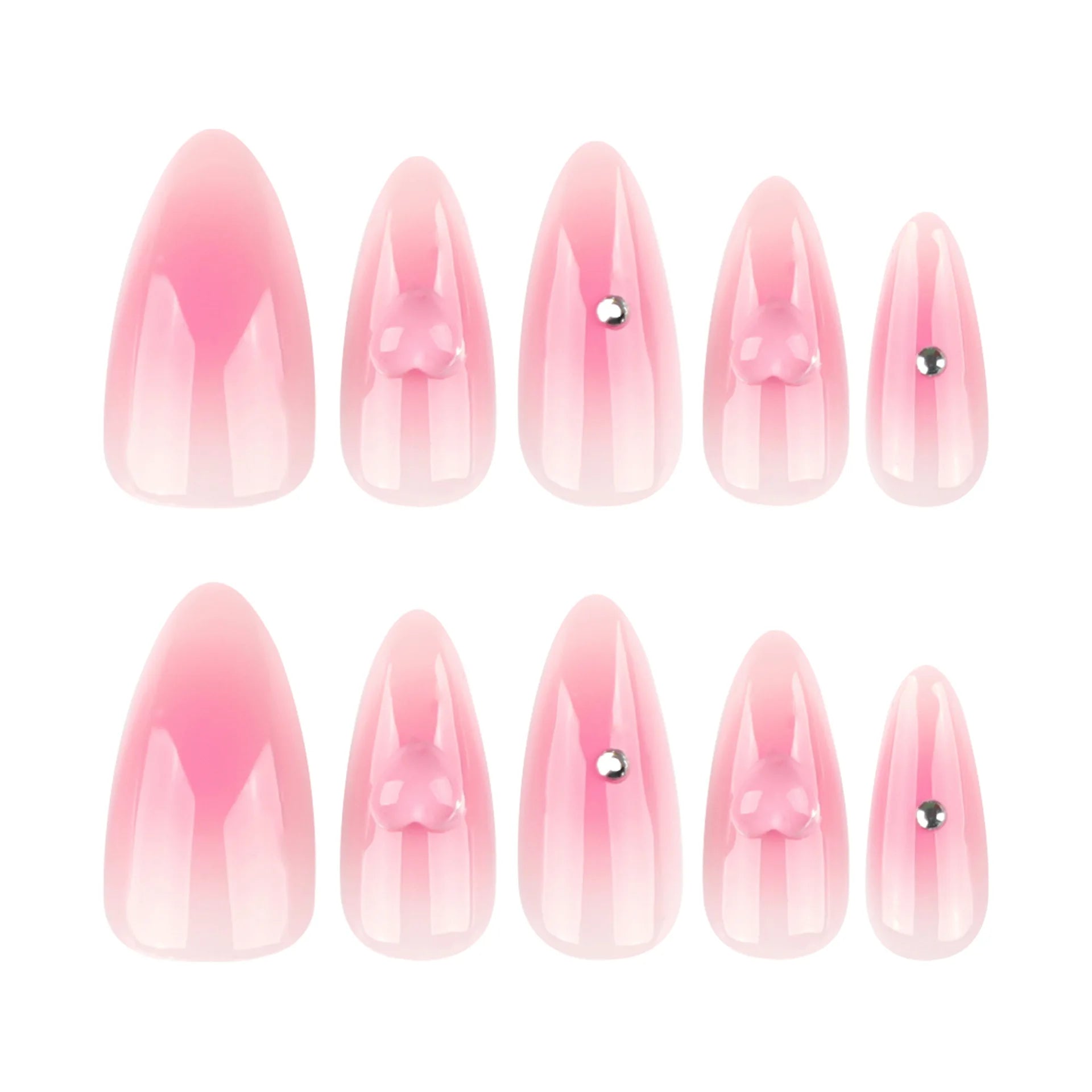 24pcs Pink Blush Press on Nails Sweet Love Design Almond False Nails for Girl Wearable Reusable Ins Simple Fake Nail Tips