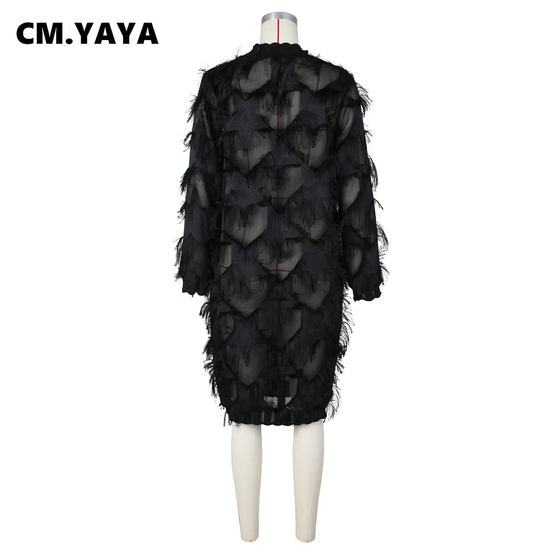 Women Fashion Tassel Long Sleeve Oversized Loose Dresses 2024 Spring Chic Black Pullover Dress Vestidos