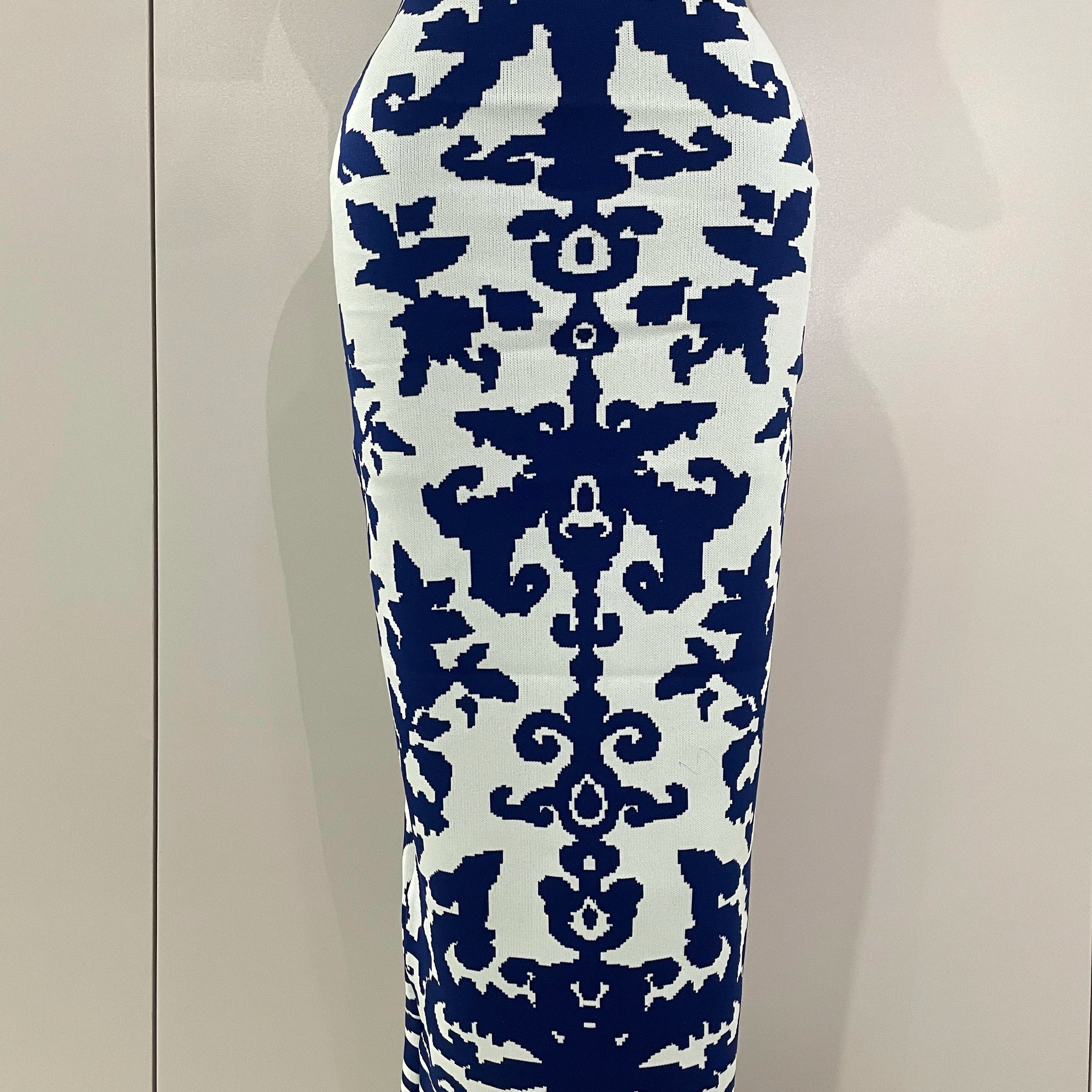 2025 New Sexy Short Sleeve Jacquard Blue Bandage Bodycon Long Dress Women Celebrity Elegant Evening Club Party Luxury Dresses