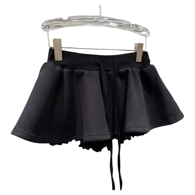 Winter New Sweet Temperament Woolen Short Skirt For Women Solid Color High Elastic Waist Puff Skirts Female 11A07759