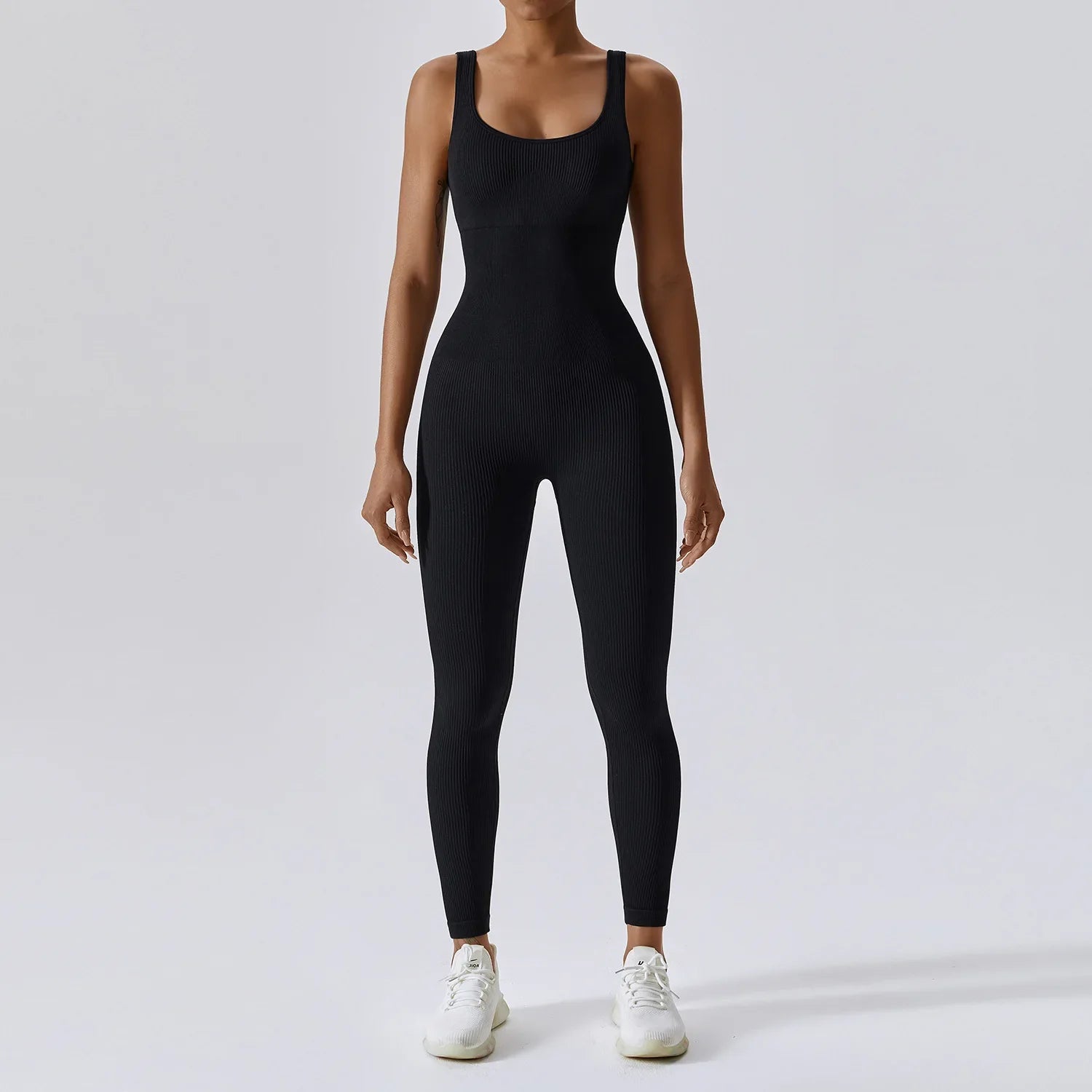 Women's Tracksuit Seamless Yoga Set Yoga Jumpsuits One Piece Workout Rompers Sportswear Gym Set Workout Clothes Women Bodysuit black