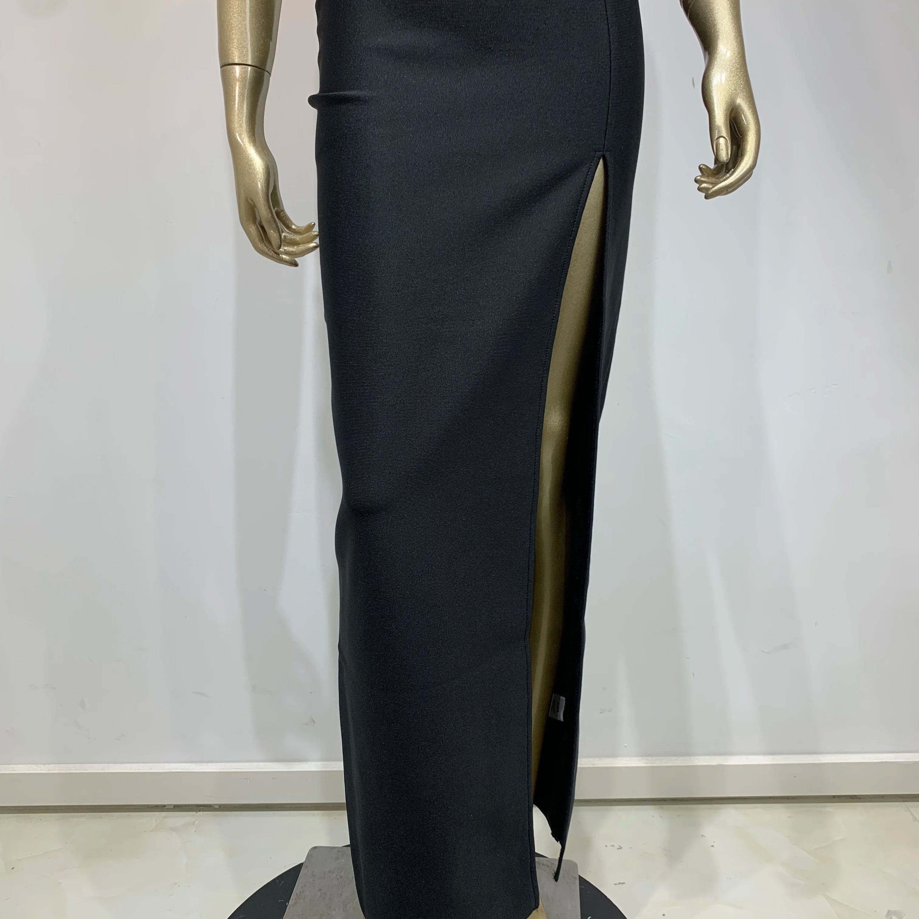 Women Celebrity Sexy Strapless Backless Diamonds Black Maxi Long Bodycon Bandage Dress 2024 Elegant Evening Club Party Outfit