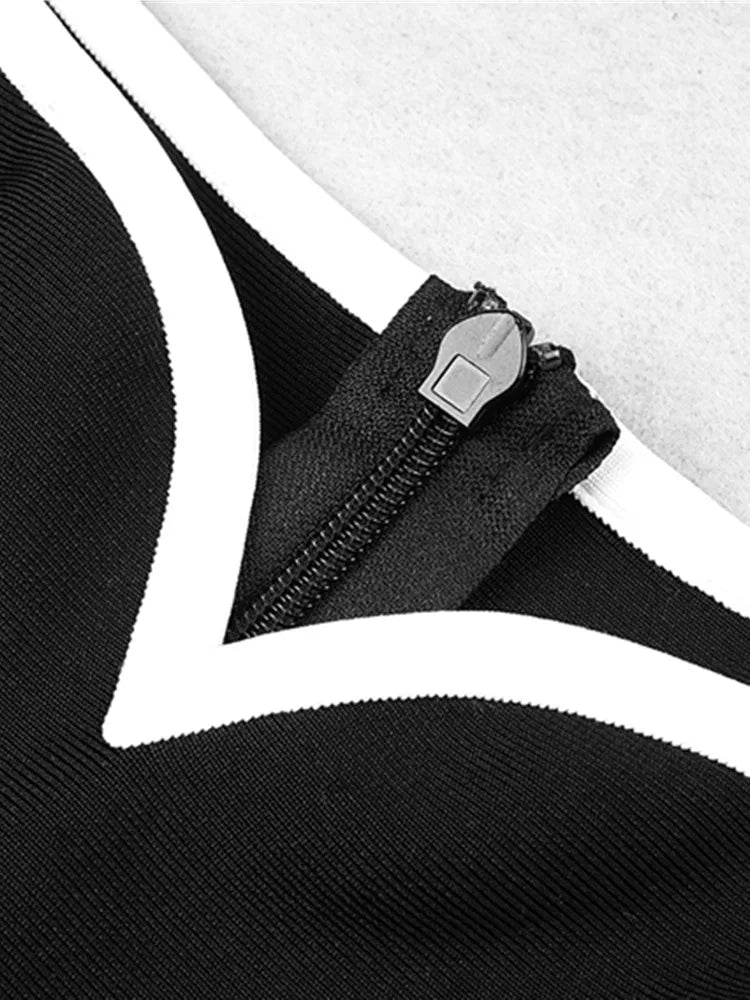 Newest Winter 2023 Sexy Strap Sleeveless Layer Black Long Bodycon Bandage Dress Designer Fashion Evening Party Dress Vestido