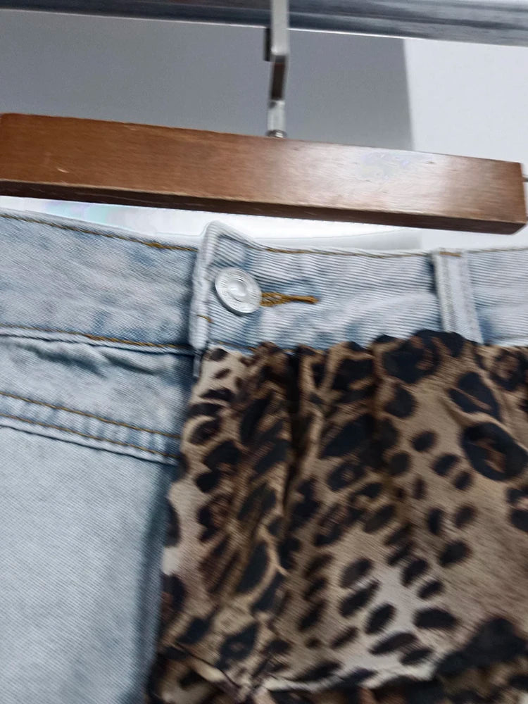 Colorblock Designer Short Jeans For Women High Waist Spliced Denim Asymmetrical Designer Trousers Female Fashion