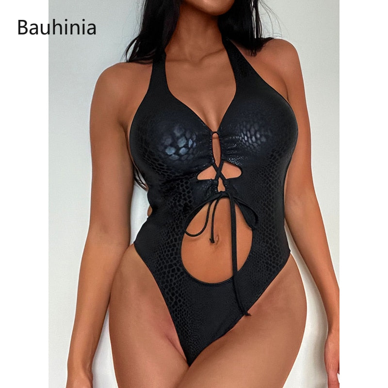 Summer Sexy V-neck One Piece Swimsuit - Hollow Swimwear Monokini Bodysuits Bathing Suit