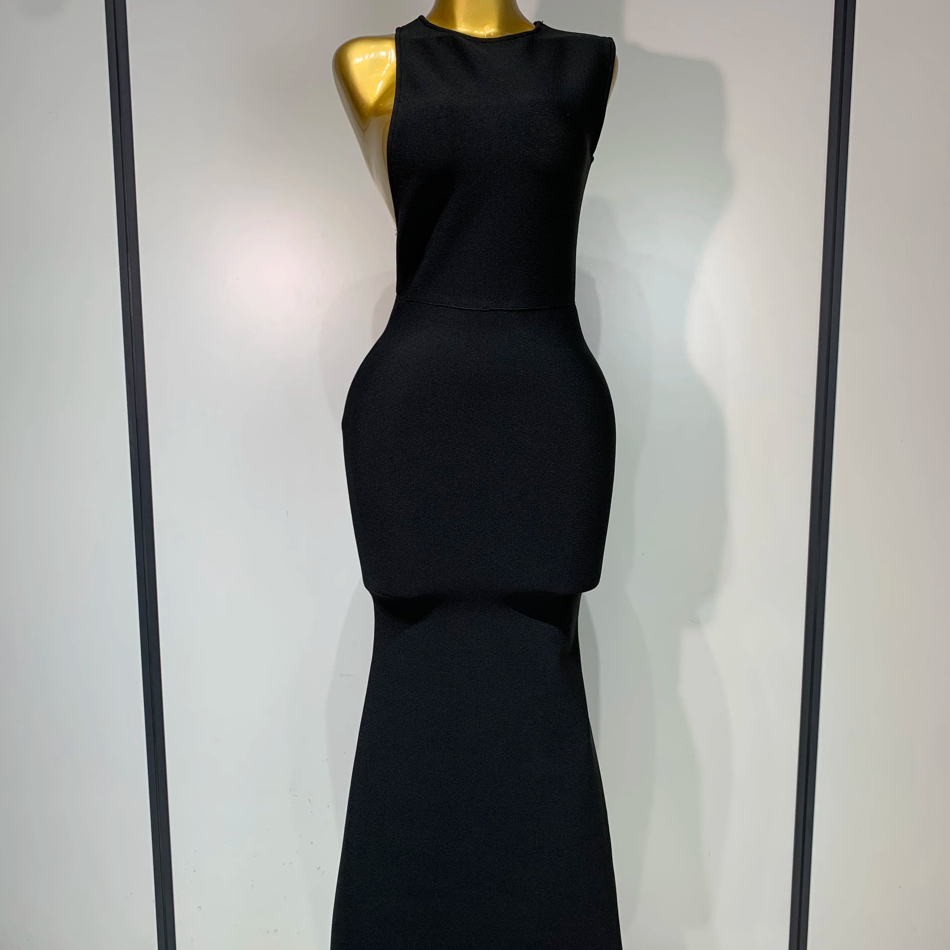 Women Sexy Sleeveless Backless Design Bodycon Bandage Dress 2025 Celebrity Elegant Evening Club Party Luxury Birthday Dresses black