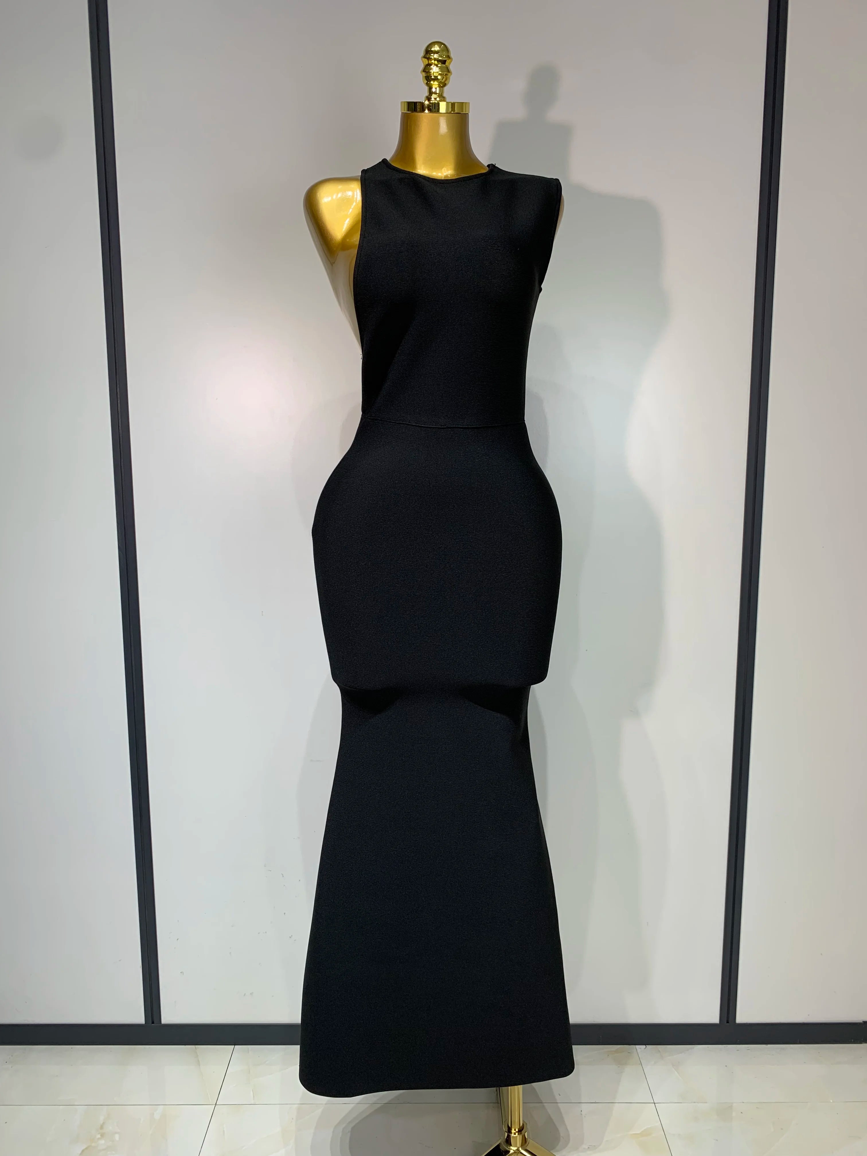 Women Sexy Sleeveless Backless Design Bodycon Bandage Dress 2025 Celebrity Elegant Evening Club Party Luxury Birthday Dresses black