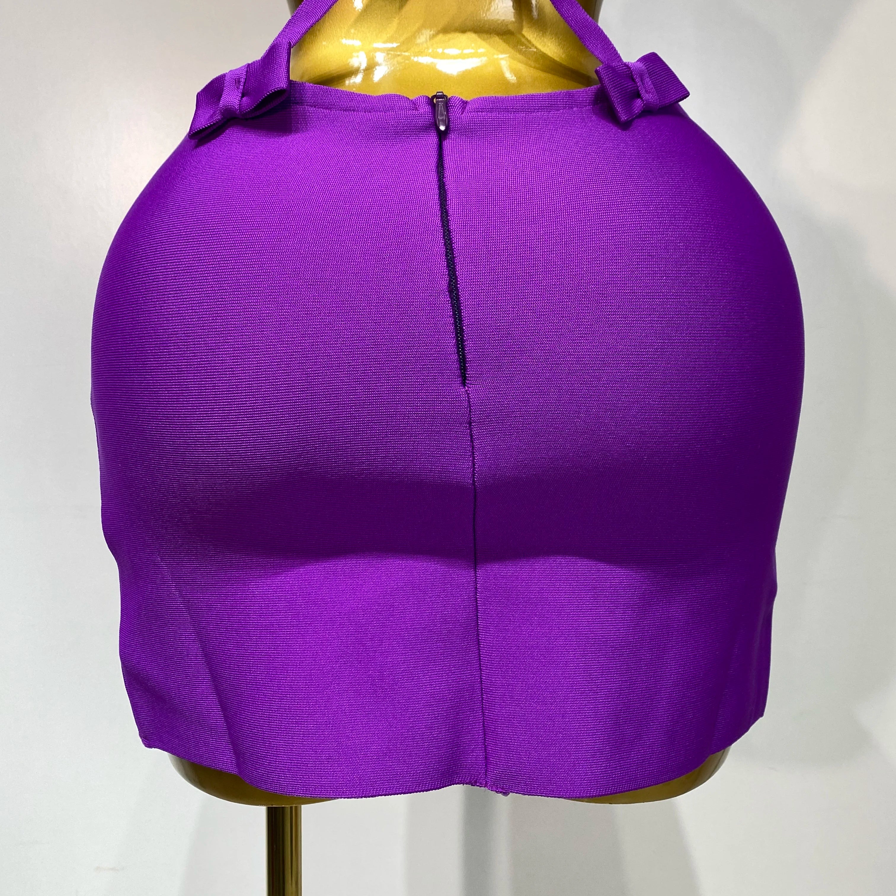 Women Sexy Backless Cut Out Bow Tie Mini Bodycon Bandage Dress 2025 Celebirty Elegant Evening Party Luxury Birthday Dresses