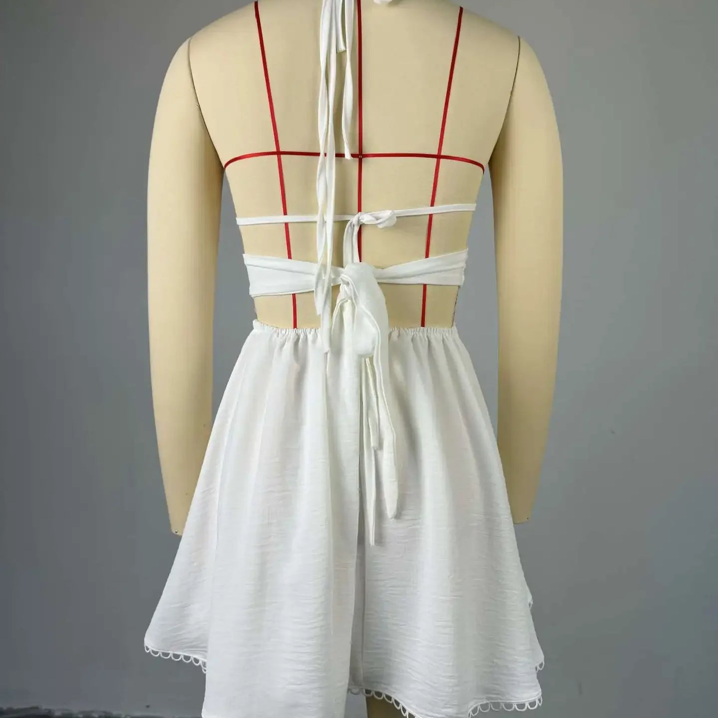 2024 Women Halter Strap Sleeveless Mini A-Line Dress Sexy Beading Backless Streetwear Evening Night Club Party Dresses