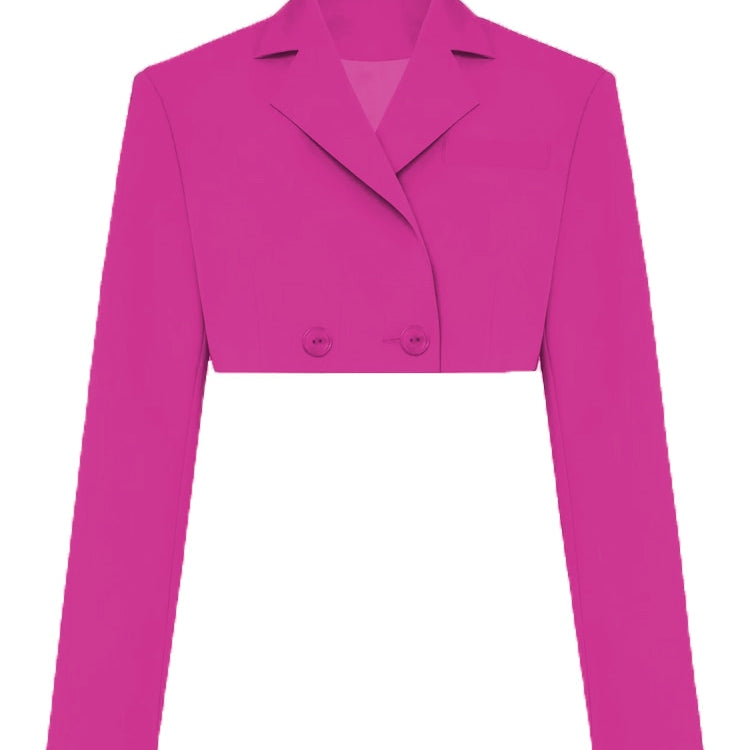 Taruxy Casual Two Piece Sets Women's Fall Outfits 2022 New Black Matching Sets With Skirt And Blazer Cropped Top Suit For Women Only Rose Red Coat