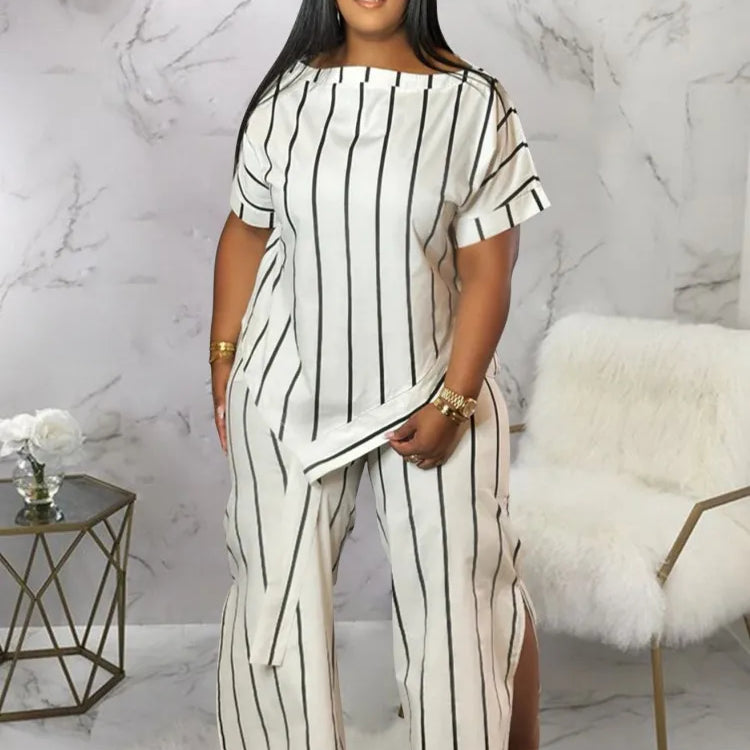 2 Piece Women Sets 2025 Plus Size Summer Autumn Matching Sets Print Two Pieces Sets Top Pants Suits Outfits Clothing