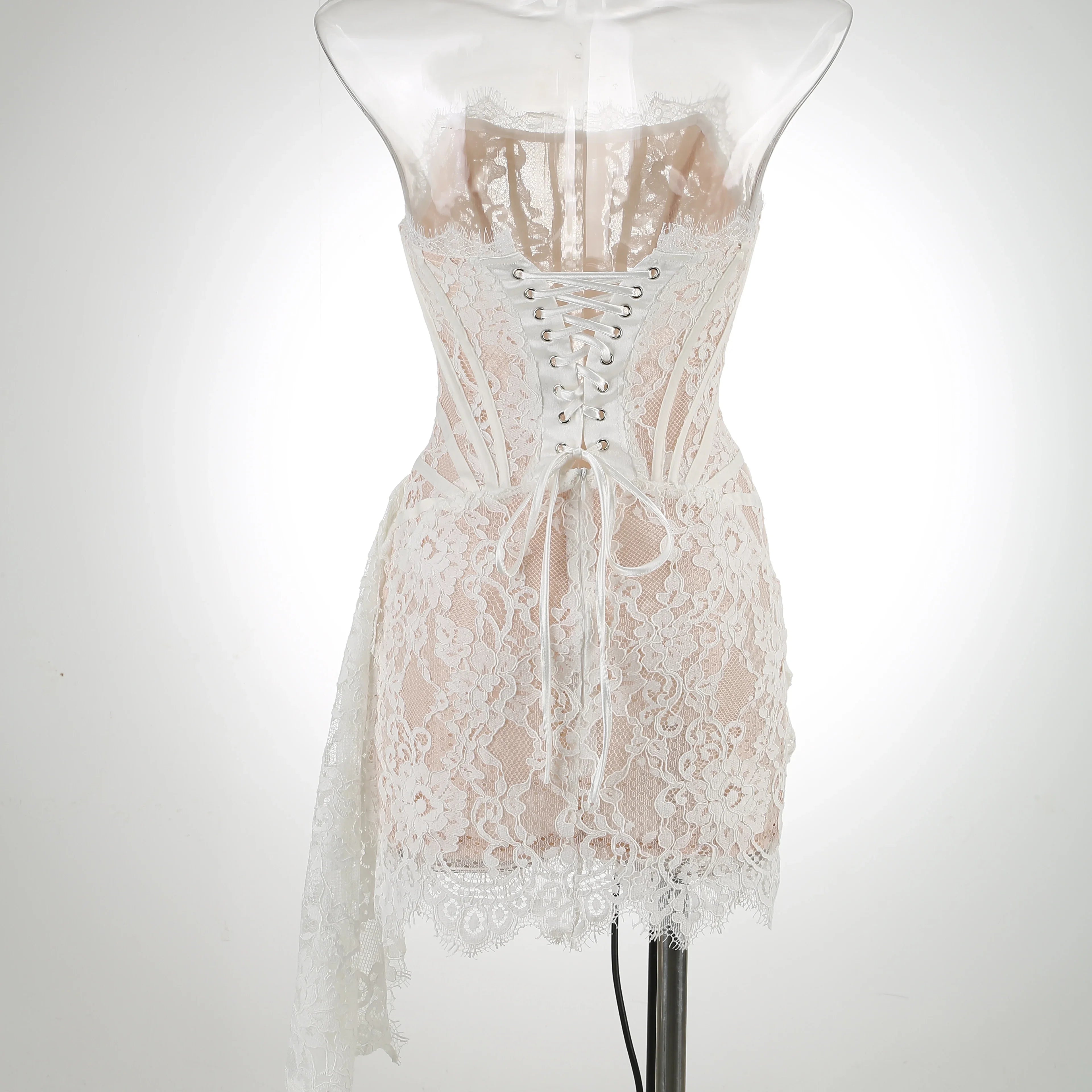 White Birthday Dress for Women Luxury Women's Dresses Lace Patchwork Elegant Evening Gowns Spring Woman Prom Clothing