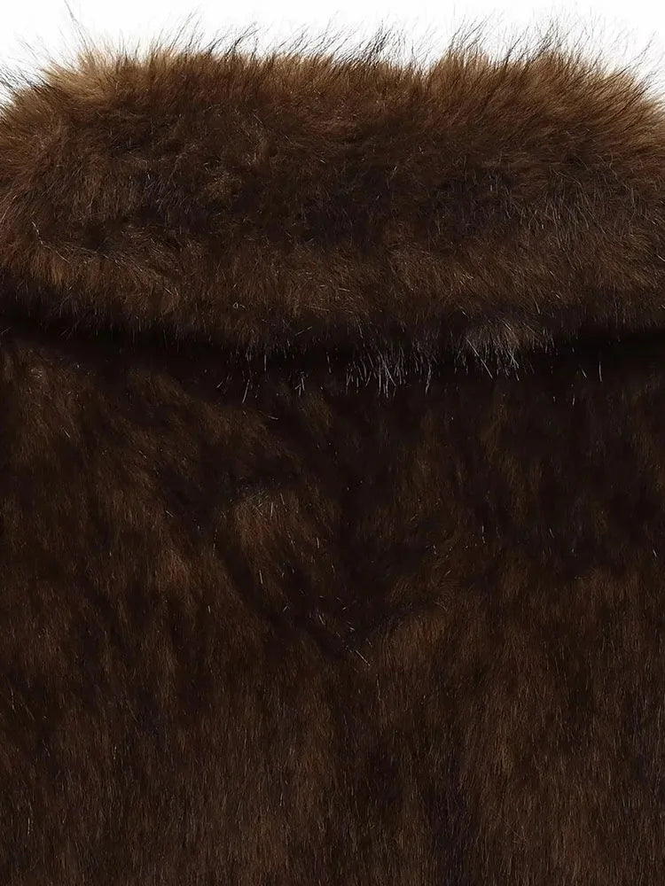 Women 2025 Winter New Reversible Casual Long Sleeves Buttons Turn-Down Collar Loose Outerwear Women Warm Coat Faux Fur Jackets ﻿