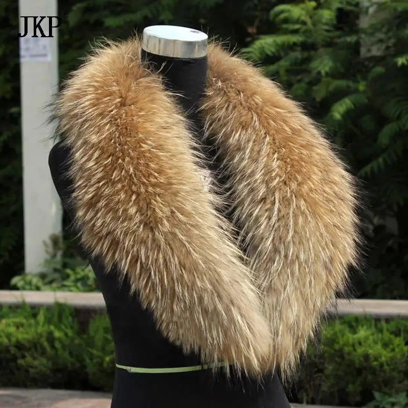 Natural Fur Collar Real raccoon fur fox collar natural scarf Genuine Big Raccoon Jacket Fur scarf warp shawl winter neck warmer