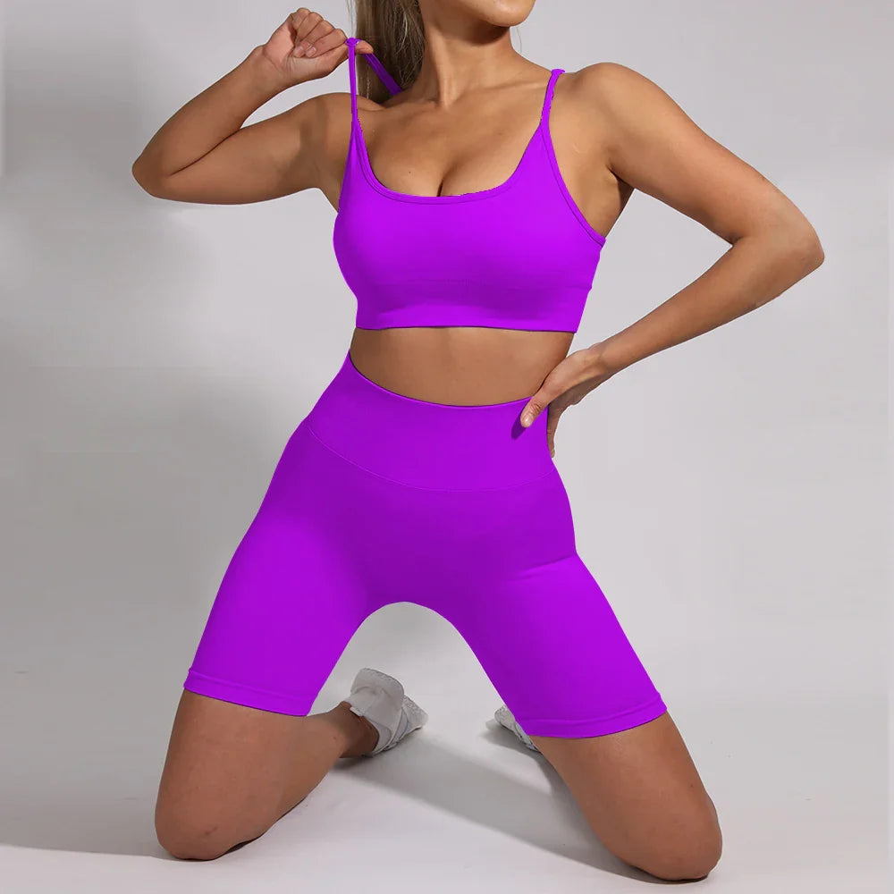 Yoga Sets Short Seamless SportsWear Women Sport Fitness Suit Sport Outfit For Woman Gym Clothing Workout Clothes Athletic Wear