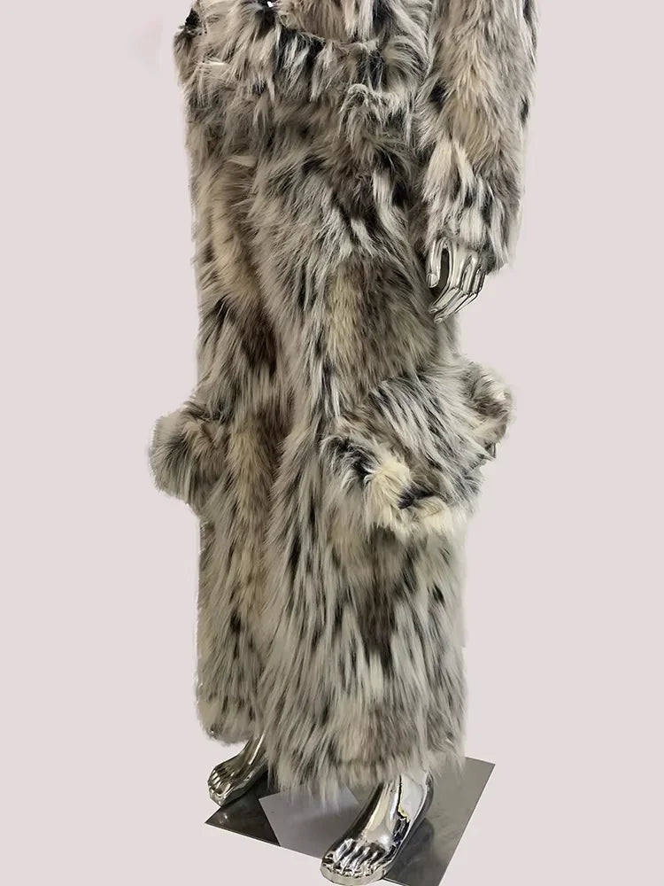 Mauroicardi Winter Long Colorful Thick Warm Hairy Fluffy Faux Fox Fur Wide Leg Pants Men Luxury Designer Emo Clothes Streetwear