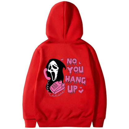 Scream No You Hang Up Crewneck Sweatshirt Ghostface Hoodies Scream Ghost Hooded Sweatshirts Scream Movie Halloween Pullover