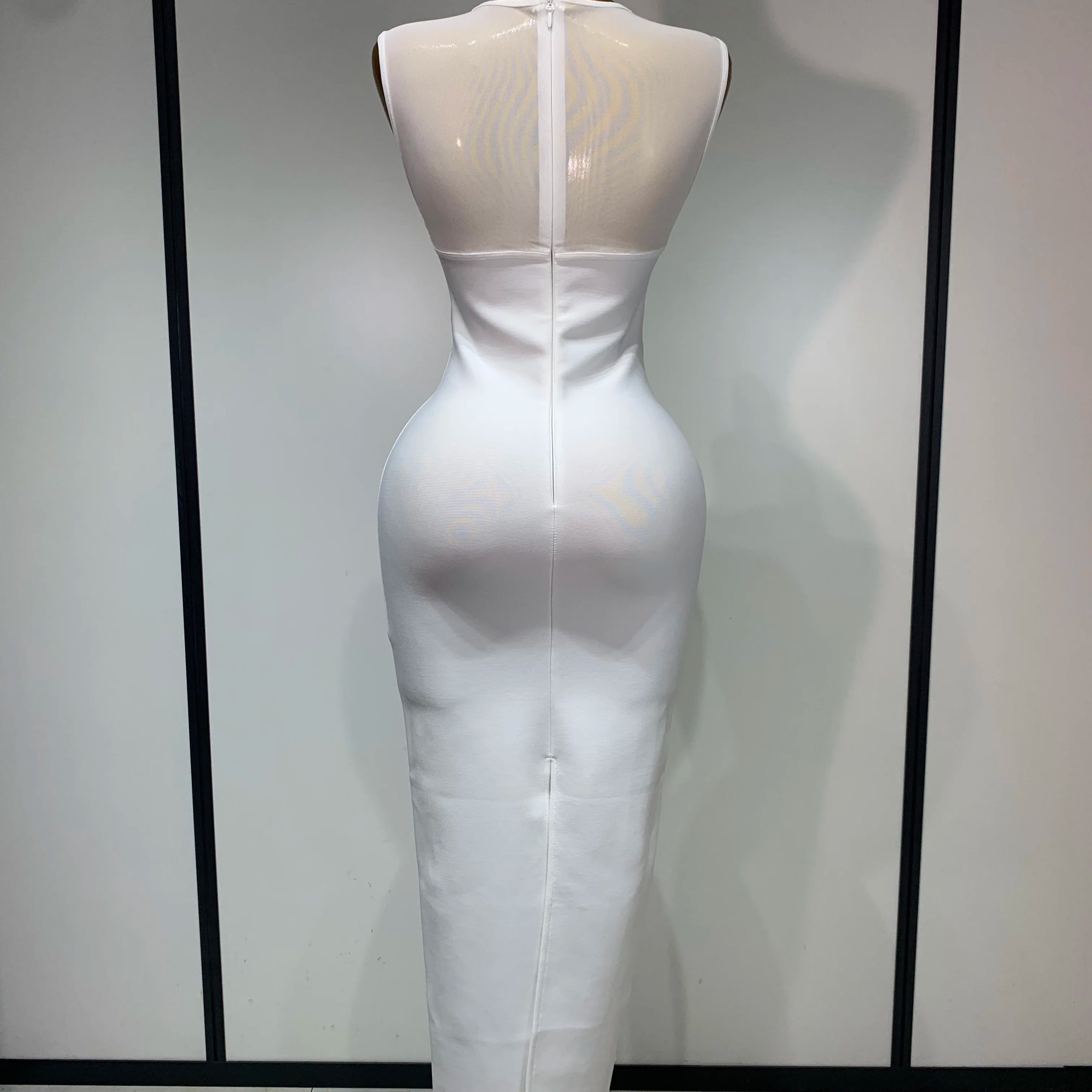 Sexy O Neck Mesh Bodycon Bandage Dress Evening Party Gown 2025 Celebrity Elegant Luxury Birthday Club Dresses