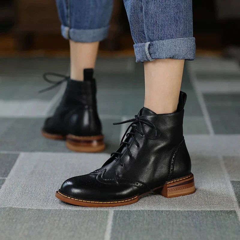 New Autumn Women Shoes Lace-up Chelsea Women Boots Winter Block Ankle Boots for Women Zapatos De Mujer Womens Chunky Boots black