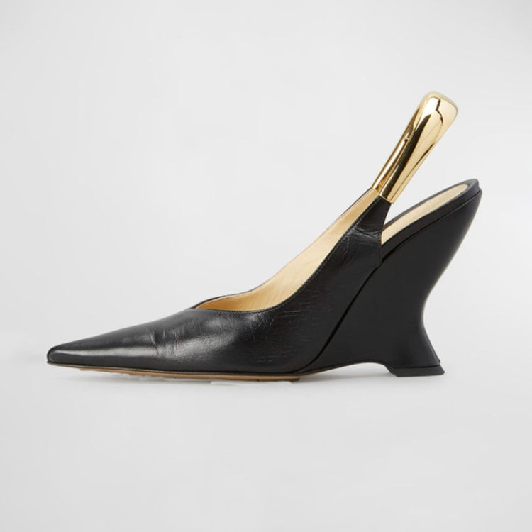 Summer New High Heels Thick Sole Thick Heel Lacquer Leather Shallow Mouth Pointed Fashion Sexy Women's Oversized Shoes 529-Black