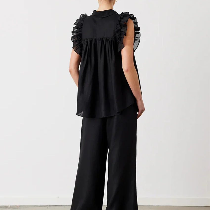 Clacive Fashion Loose Beige Cotton 2 Piece Sets Women Outfit Elegant Sleeveless Tank Top With High Waist Wide Pants Set