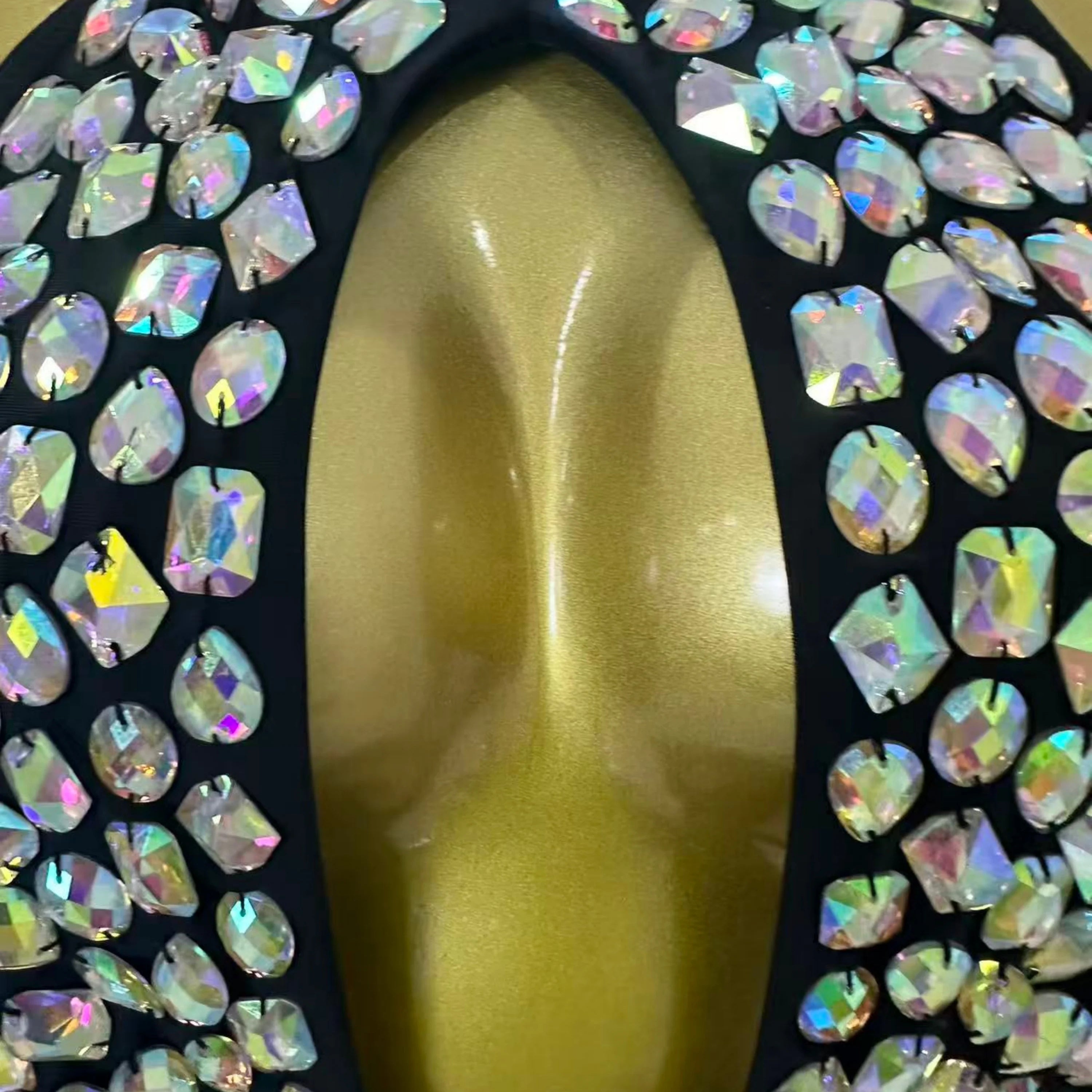 Women Sexy 2026 Luxurious Black Bodysuit Halter Neck Iridescent Crystal Embellished Cutout Outfit Stage Performance Costume