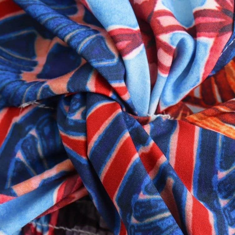 Aonibeier Printed Women Slim Shirt Wide Pants Suits Traf Summer Flare Sleeve Knot Front V Neck Crop Top Female Sets Y2K Outfits