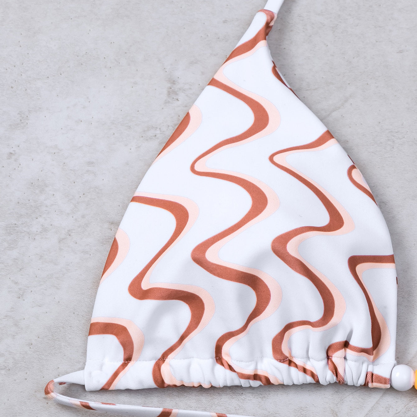 Wave Printed Long Rope Bikini INS Wind Wave Printed Swimsuit With Round Bead Link Strap Two-piece Swimsuit Biquine Brasileiro