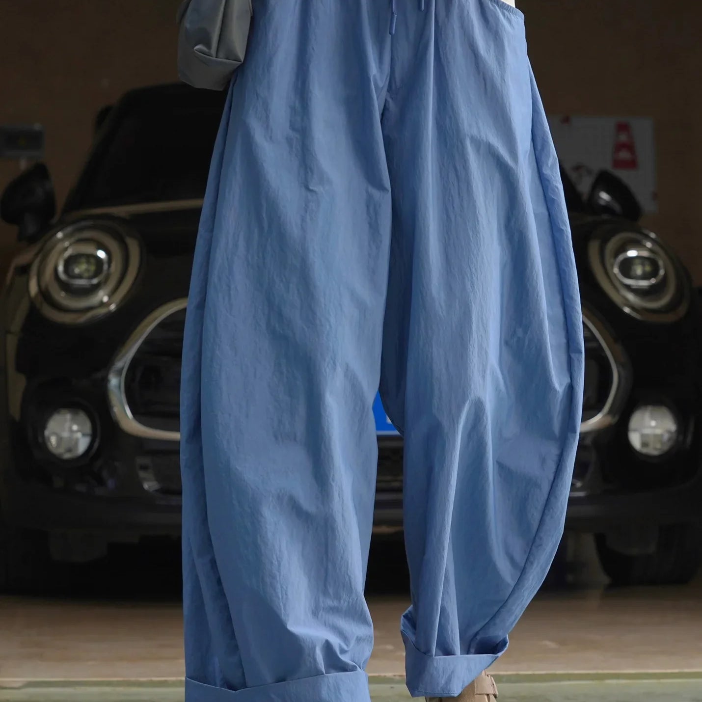 Summer women's casual solid color high waisted loose wide leg pants
