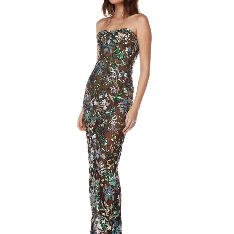 Celebrity Party Dresses For Women 2024 Summer Holiday Wear Sexy Sleeveless Embroidery Design Long Gowns