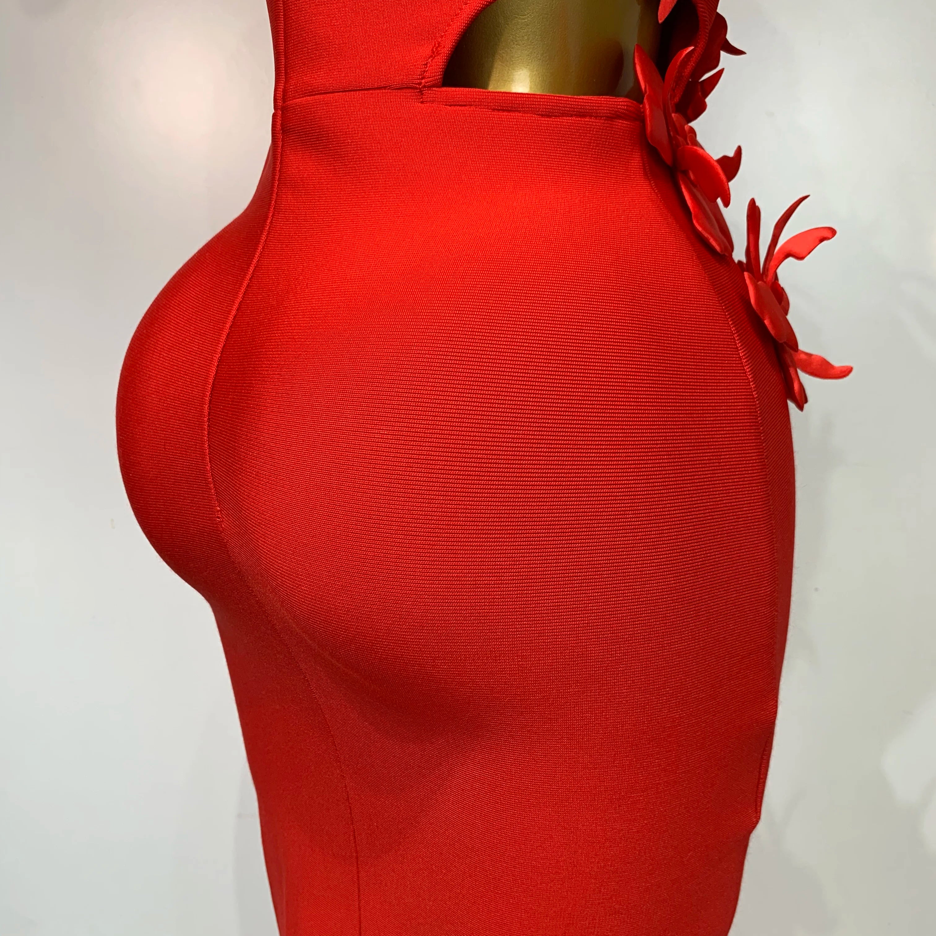 Women Sexy Sleeveless Flower Hollow Out Evening Party Bandage Dresses Red Knitted Bodycon Birthday Wedding Guest Clothing