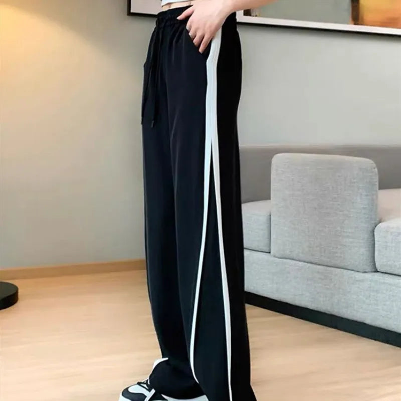 Women's Spring Autumn Sportswear Suit Korean Elegant Fashion Sports Long Sleeved Shirt+Suspenders+Wide Leg Pants Three Piece Set