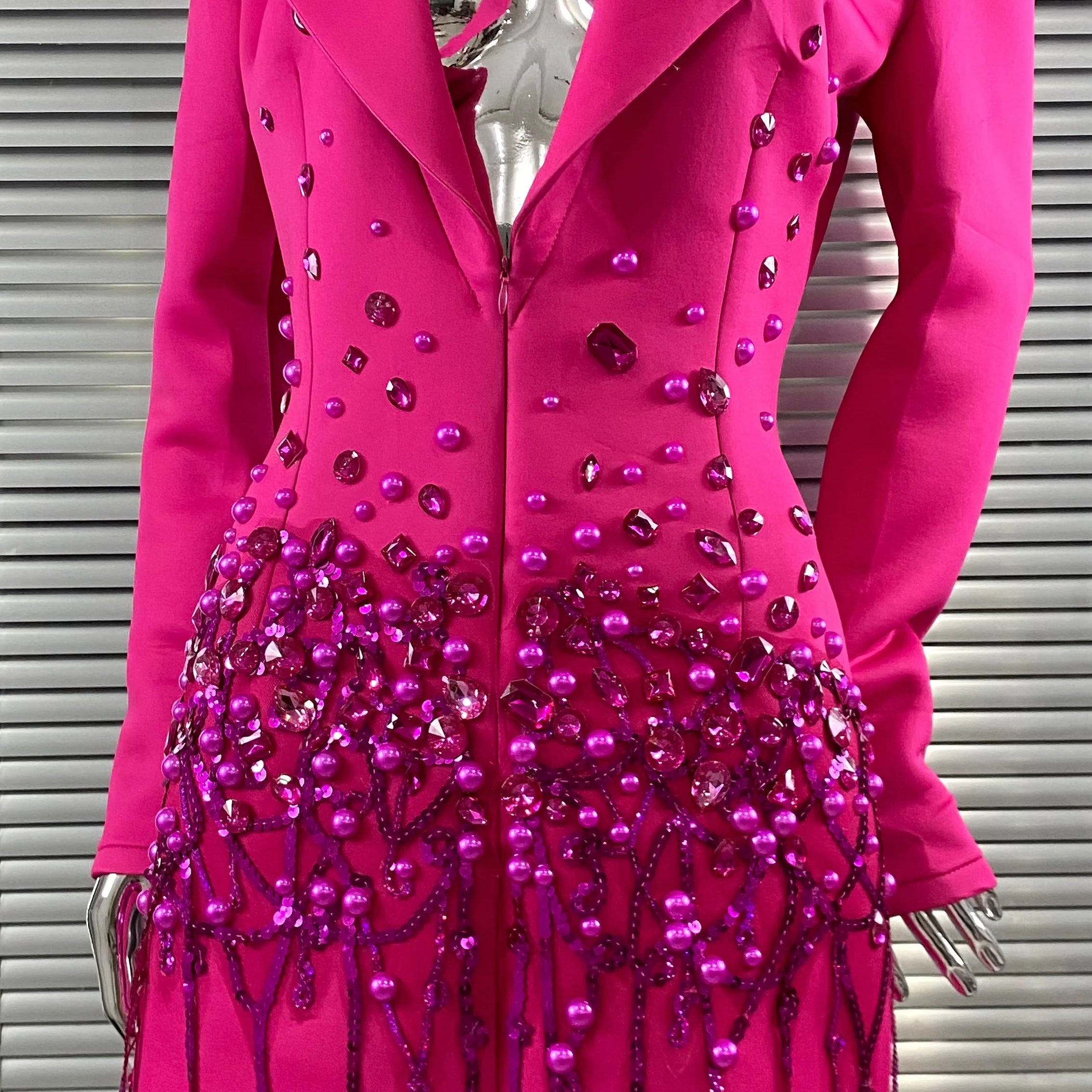 2025 Luxury Diamonds Shining Sequins Deep V-Neck Mini Suit Dress Fashion Woman Birthday Party Dress Stage Performance Costume