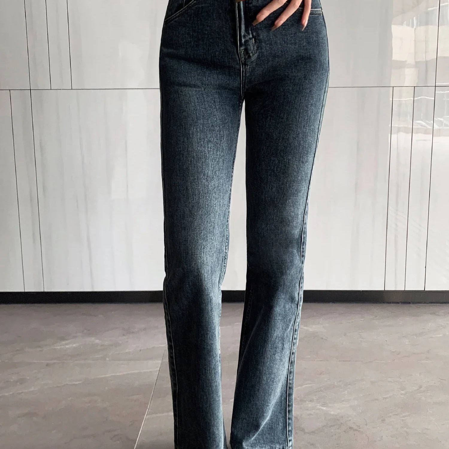 VINTAGE HIGH-WAISTED, LONG-LEGGED FLOOR-LENGTH Y2K MICRO-FLARED JEANS FOR WOMEN JEANS - FORGUNROSES