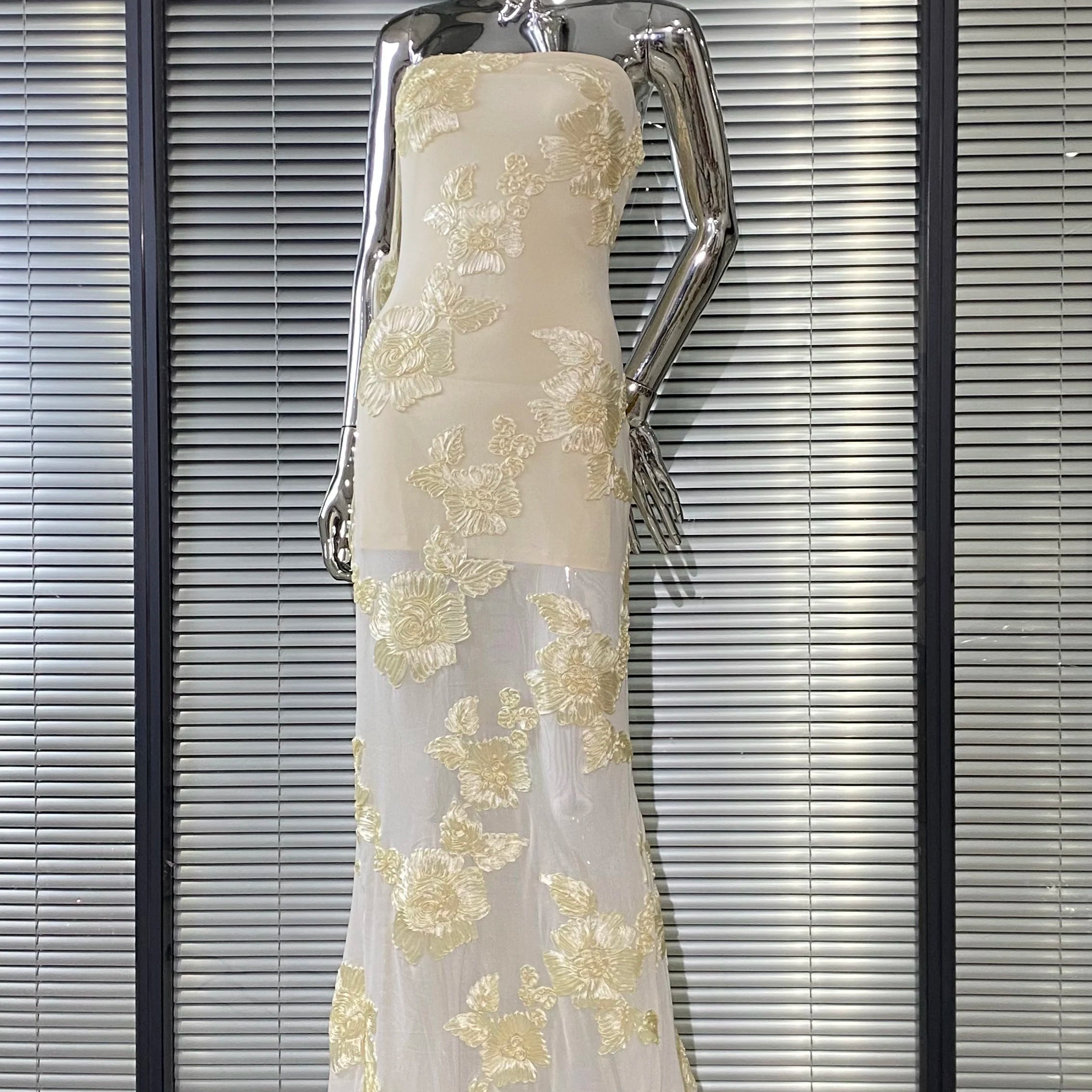 White Moth Orchids One Shoulder Yellow Green Ankle Length Bandage Dress Celebrity Party Evening Dress Woman Voaction Outfit