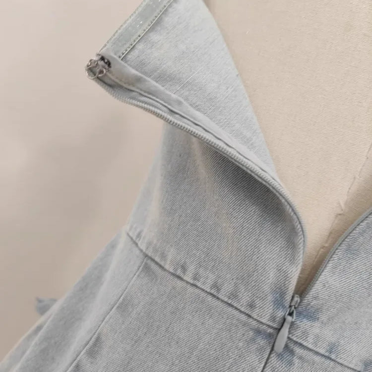 3D Appliques Flower Strapless Demin Jumpsuits For Women Off Shoulder Sleevelss Solid Color High Waist Full Length Overalls New