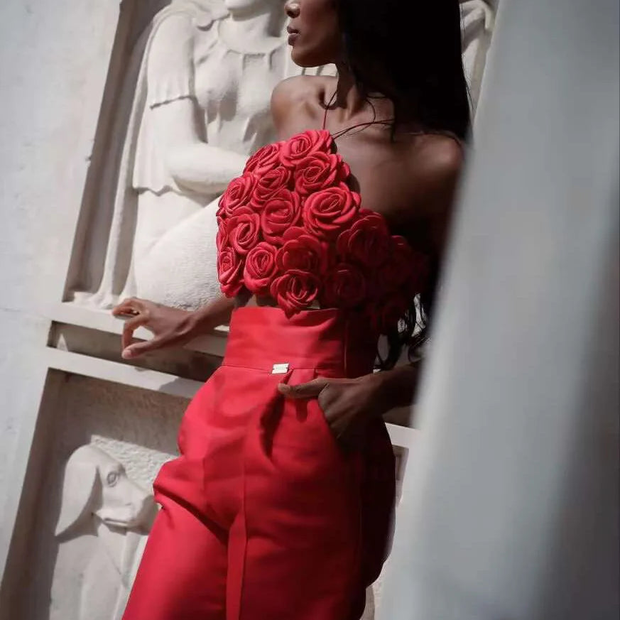 Hot Sale Black Red White Women Sexy Halter Off the Shoulder Backless Short Mini Camis Tops Florals Nightclub Party Wear