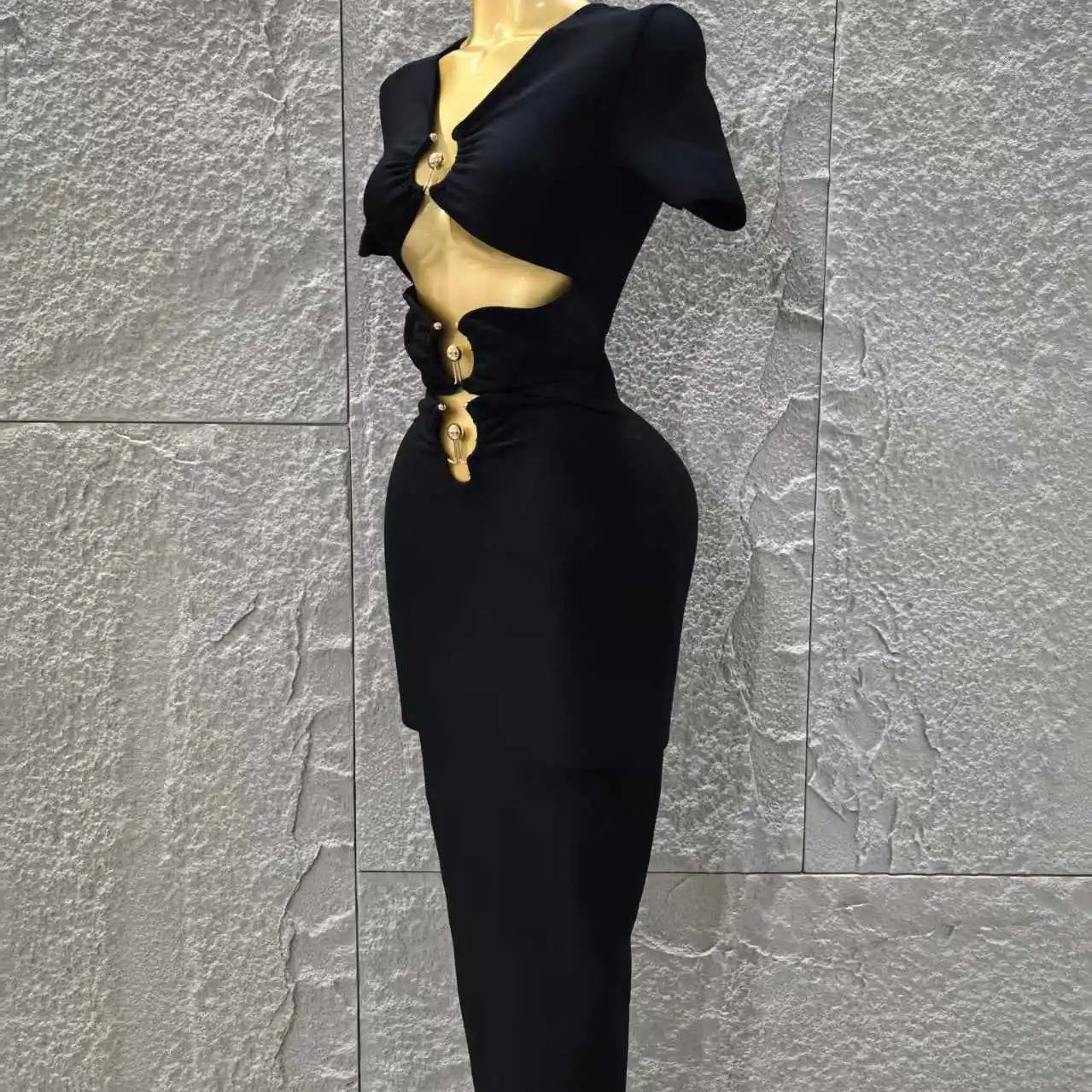 High Women Sexy Short Sleeve Keyholes Bodycon Long Bandage Dress Nightclub Party Birthday Evening Outfit Vestido