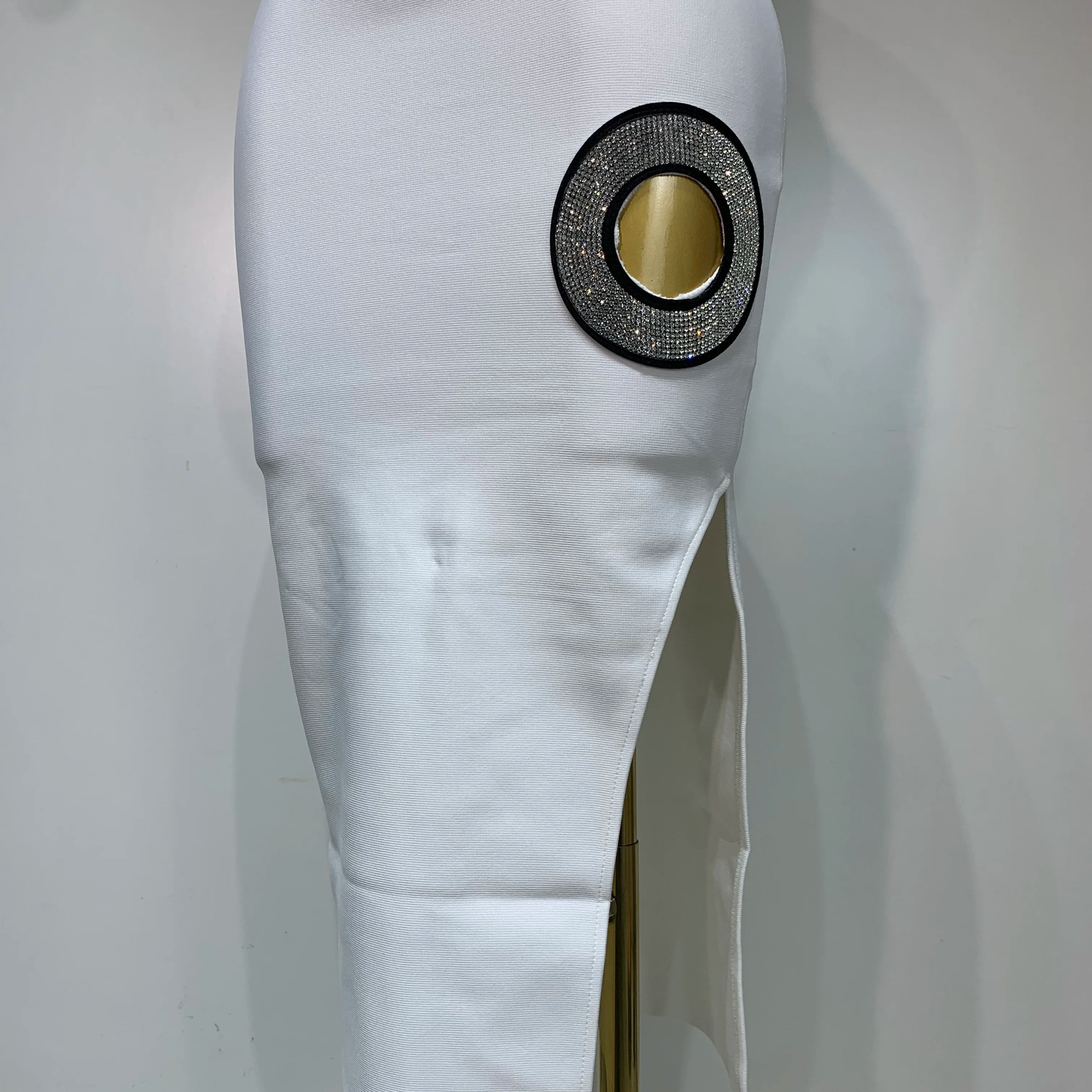 Fashion Sexy V Neck Backless Diamonds Split Women Bodycon Bandage Dress 2025 White Elegant Evening Club Party Birthday Dresses