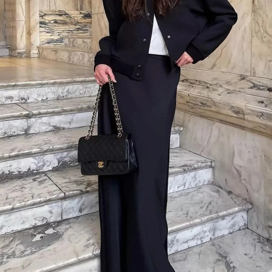 Bornladies Casual Satin Women'S Skirt Spring Summer Fashion Loose High Waist Maxi Skirts Elegant Simple Slik Fishtail Skirt black