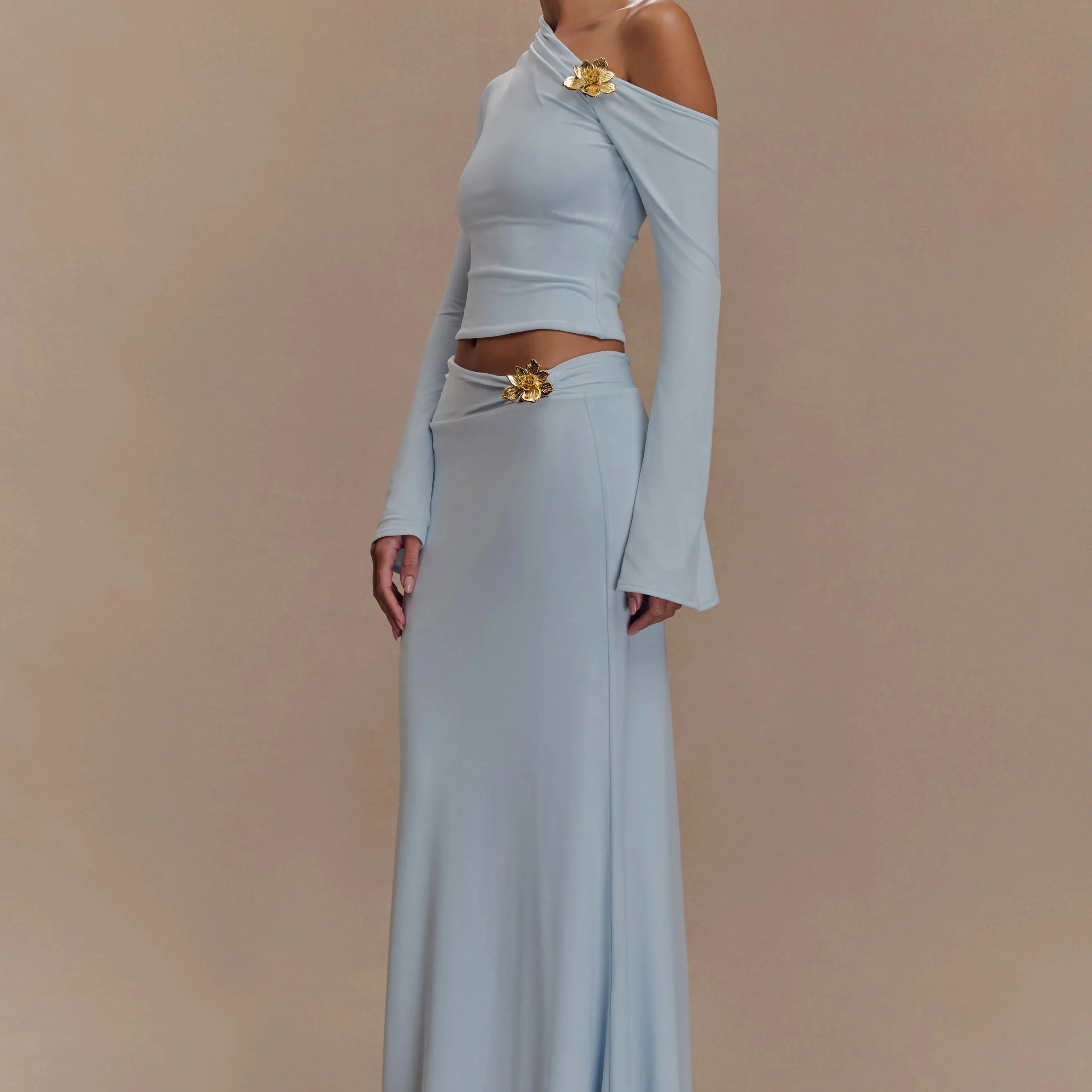 2025 Women Long Sleeve Sexy 2 Pieces Bodycon Long Dress Celebrate Evening Party Cocktail Birthday Outfit