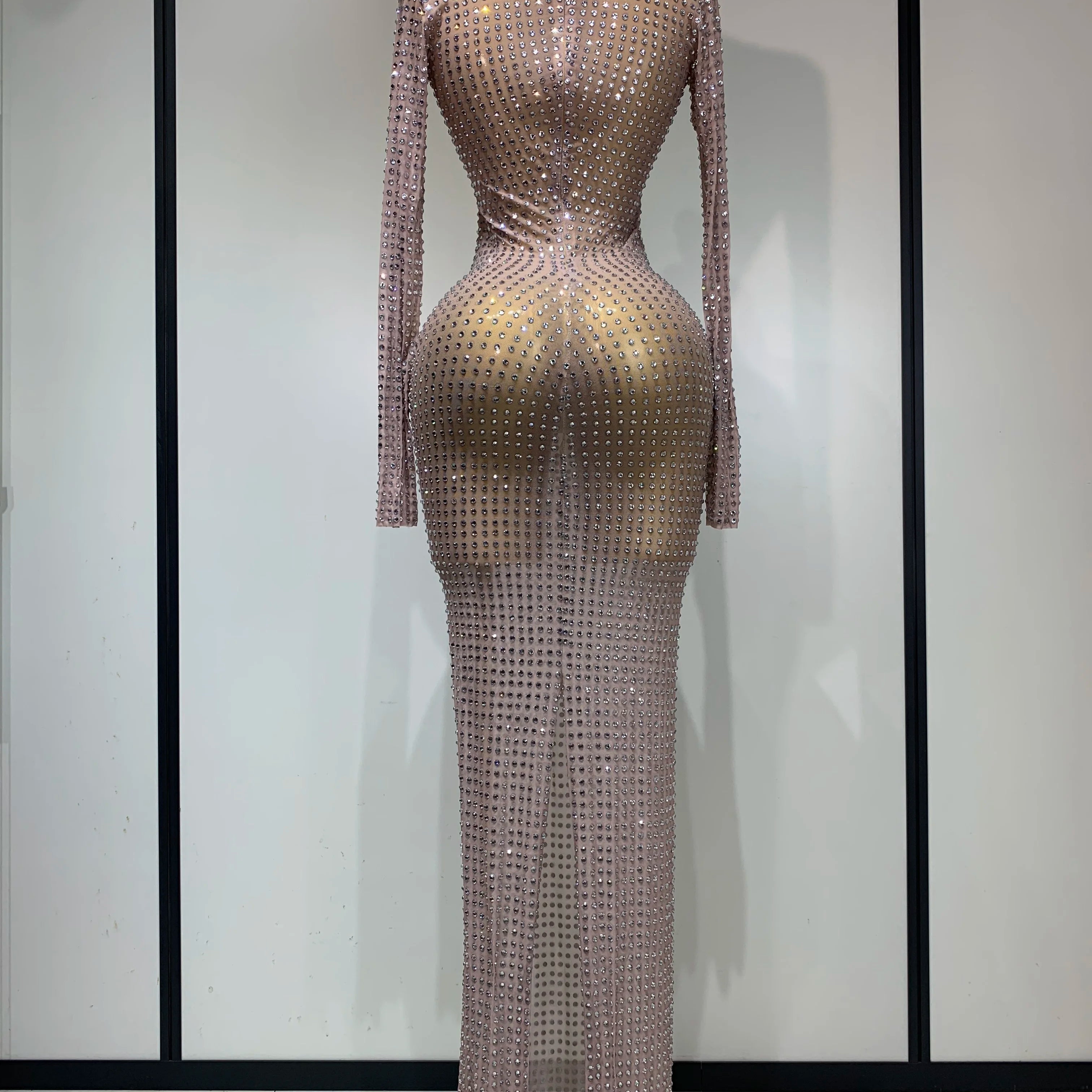 Sparkly Diamond Luxury Birthday Party Long Dress Elegant Celebrity Evening Party Nightclub Prom Dress Singer Dancer Stage Outfit