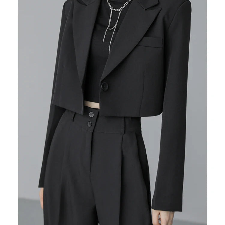 Loose Women Full Sleeve Short Blazers Jackets Pants Suits Female Casual OL Trouser 2 Pieces Set Spring Autumn WS284