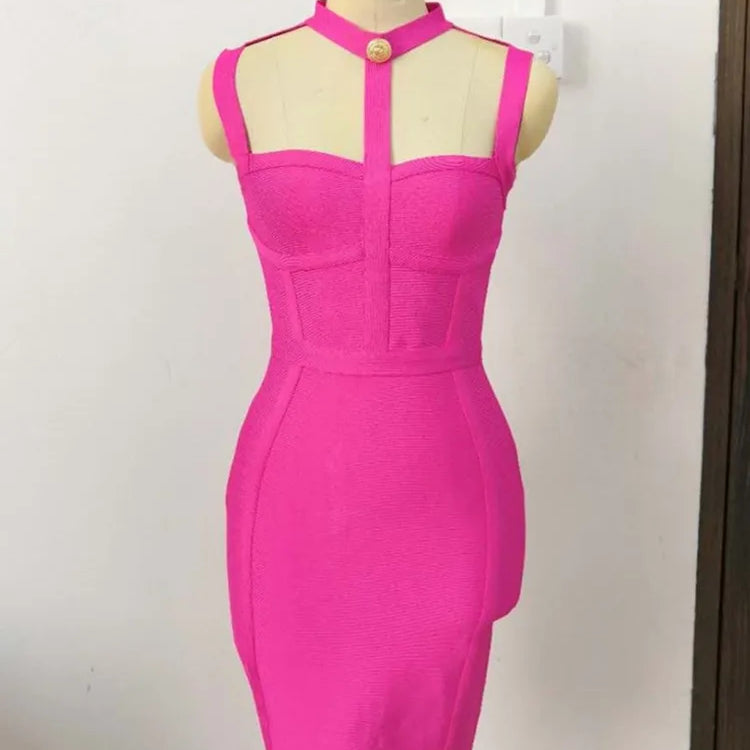 Arrival Summer Style Sexy Cut Out Button Stretchy Elastic Bandage Dress 2022 Celebrity Designer Evening Party Dress Vestidos