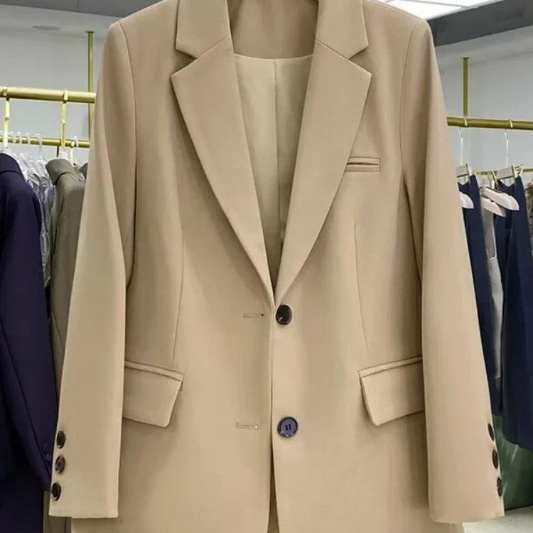 Women Jackets Pink Small Suit Women's Coat Casual Small Loose Korean Version Small Suit Women's Design Sense Blazer Women Khaki