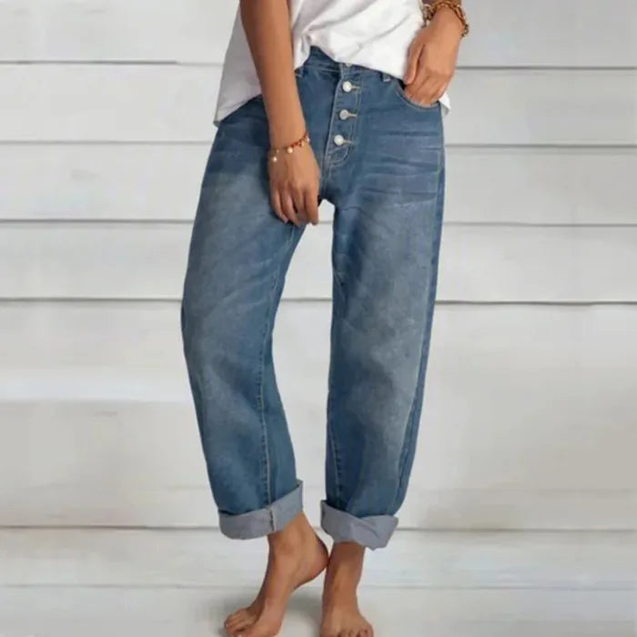 Spring Oversize Women's Denim Pants Blue Pockets Empire Waist Wide-leg Jeans Loose Pants Female Summer Casual Fashion Lady