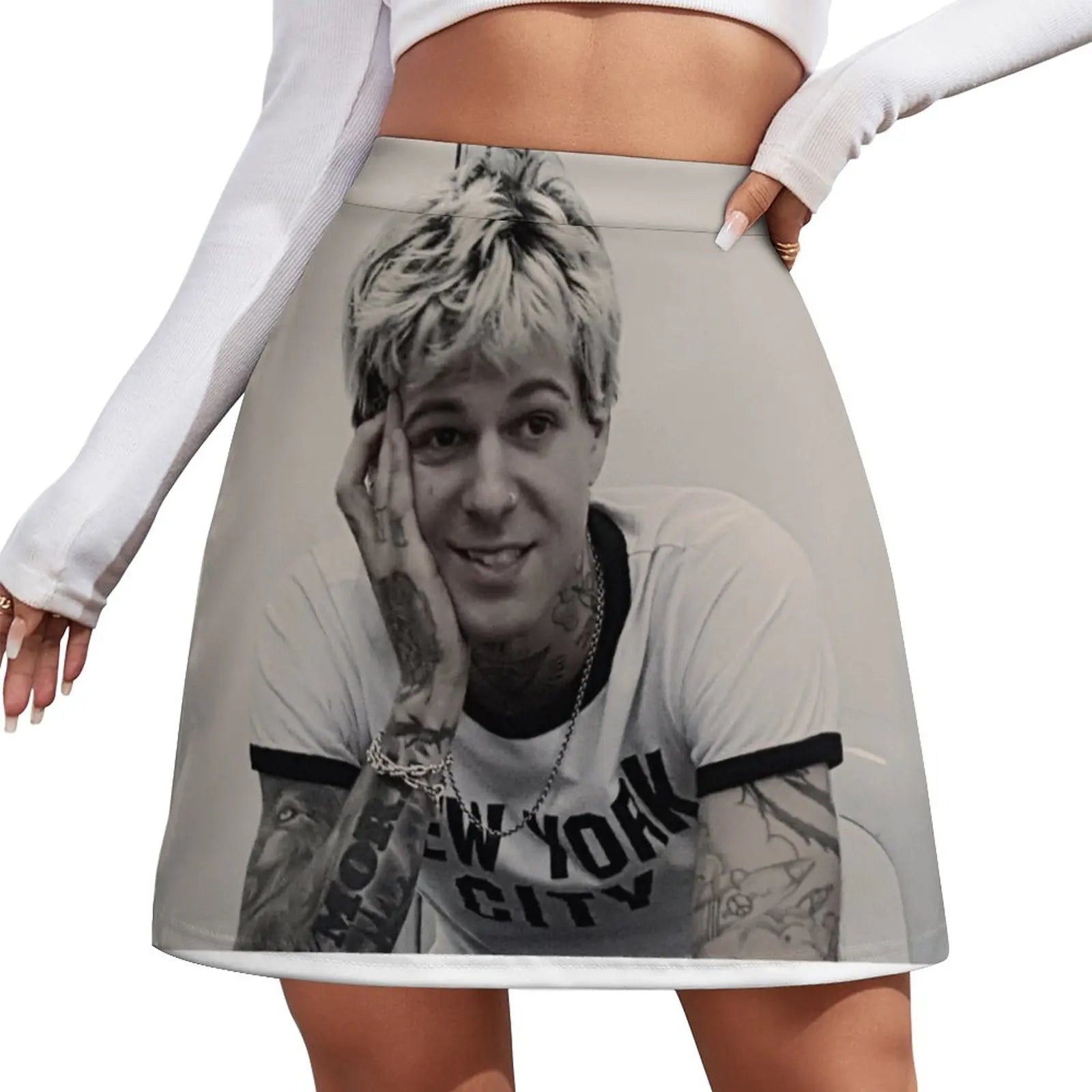 Jesse Rutherford Mini Skirt women's clothing summer novelties women's skirts trend luxury clothes women White