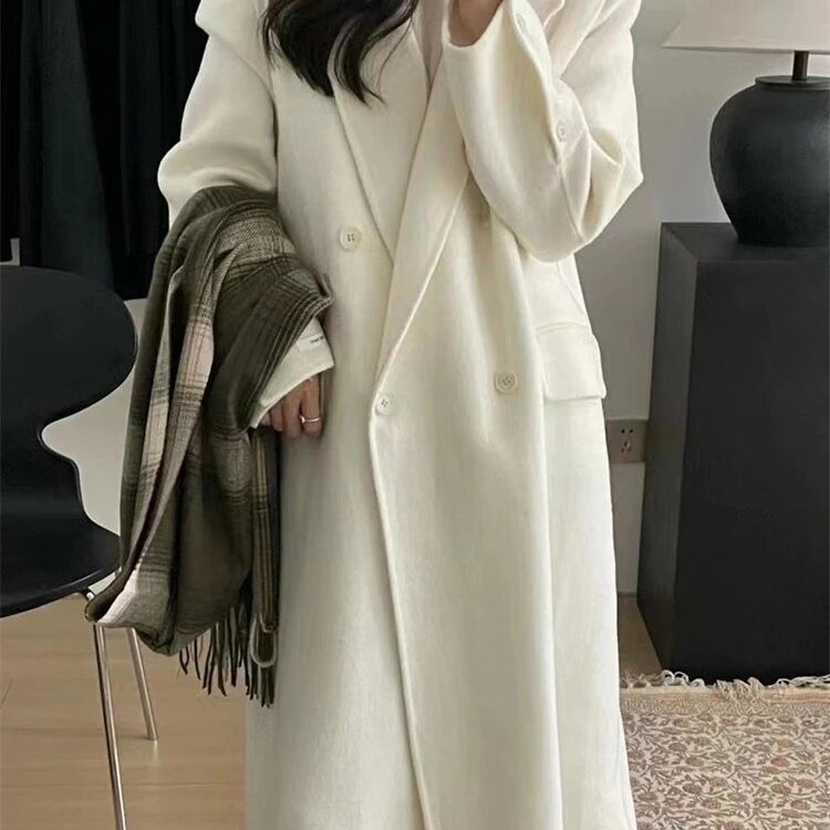 Winter Coats for Women 2024 Woolen Coat Long Single Breasted Womens Clothing Coats and Jackets Autumn Patchwork